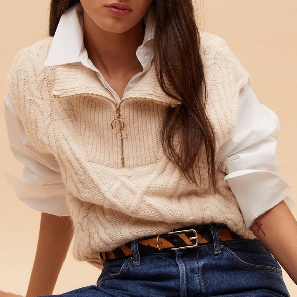 Sleeveless knit vest, short turtleneck with zipper - Picture 5 of 10